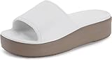WHITIN Womens Platform Sandal Lightweight Summer Slides Size 7 Female Walking Easy On Comfortable Open Toe Cushioning Wedges Leisure Spa Slippers White