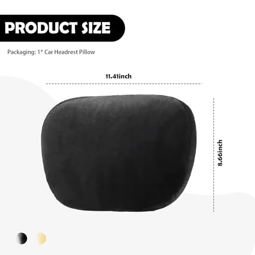 Image of Junecarp Car Neck Pillow Soft Leather Headrest,Premium Interior Accessories Headrest Support for Driver or Front Passenger Seat,for Driving Home Office (Black)