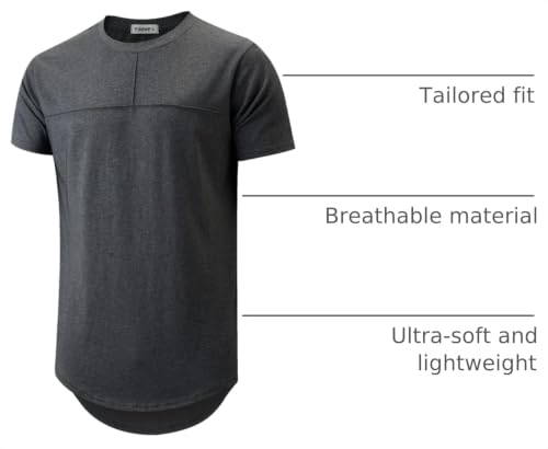 Image of YININF Men's T-Shirts Hipster Short Sleeve Solid Color Crew Neck Cotton Soft Fitted Tees