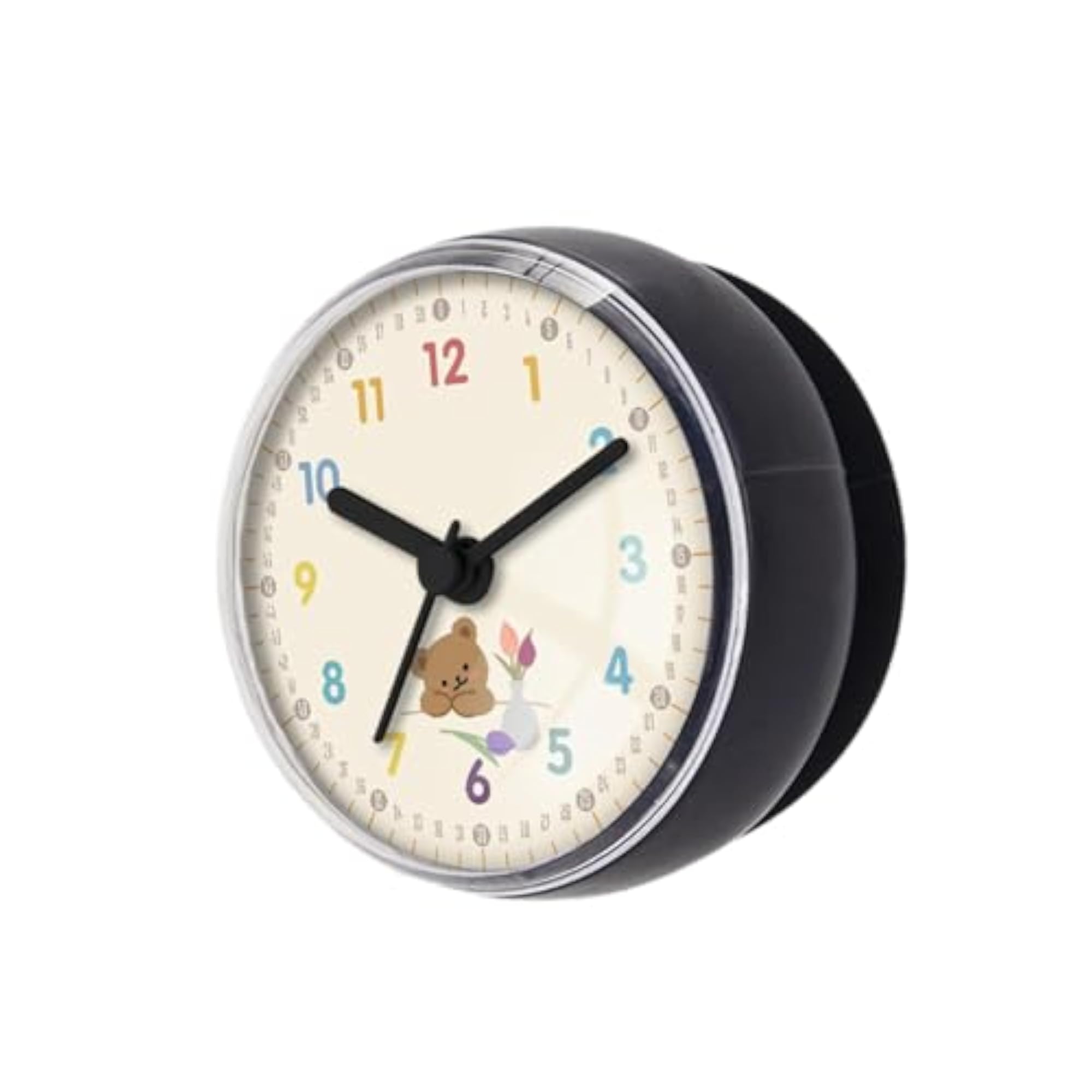 Compact Modern Suction Cup Clock, Black Gray