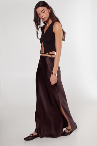 Satin Cut Out Tie Waist Bias Maxi Skirt3