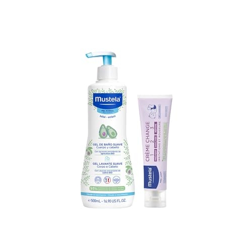 Mustela Combo Banho + Troca de Fralda - Gel Lavante Corpo e Cabelo 500ml + Creme Preventiv...