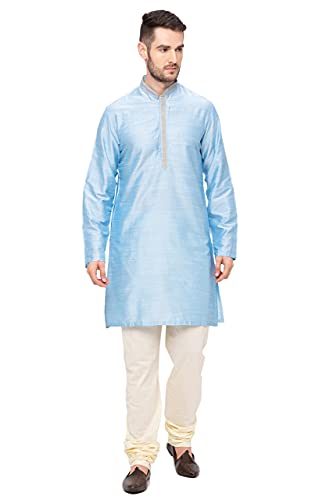 In-Sattva Men's Indian Embroidered Banded Collar and Placket Royal Kurta Tunic3