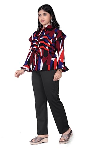 Image of Girls /Kids Printed Floral Designer Top and Palazzo Set Crop Top and Palazzo Set Printed /Fancy Palazzo and top Set for Girls with tie in Waist