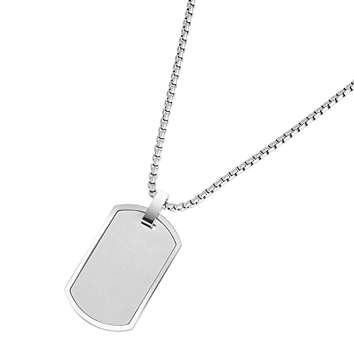 Geoffrey Beene Men's Stainless Steel Engravable Dog Tag Pendant Box Chain Necklace3