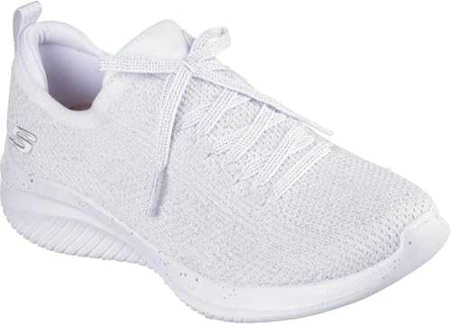 Skechers - Womens Ultra Flex 3.0 - Elegant Night Sneakers, Color White/Silver, Size: 6 M US