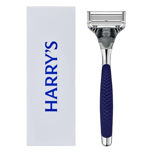 Harry's Razors for Men - Winston Chrome Razor Handle, 1 Handle and 1 Razor Blade Refill (German-Engineered Blades with Lubricating Strip and Precision Trimmer)