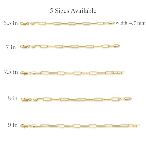 MELELIFE 14K Gold Bracelets for Women Non Tarnish Bracelet for Men Paperclip Gold Chain Bracelets 5 Sizes 6.5in-9in Excellent for Stacking and Present2