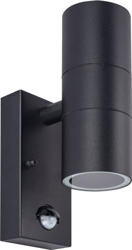 Luceco Black Stainless Steel Exterior Decorative Gu10 Up or Down Wall Light with Pir Motion Sensor - Ip44 - Image 3