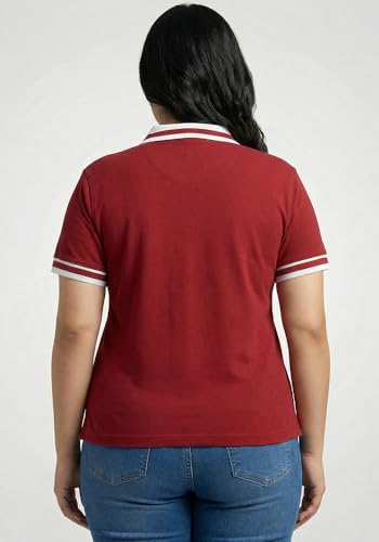 Image of Wear Your Opinion Plus Size Women Polo V Neck Stripe Collar Tshirt Top | Half Sleeve