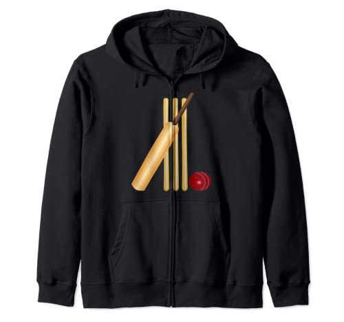 Batte de cricket, balle et guichet Sweat à Capuche