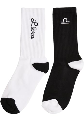 Urban Classics Zodiac Socks - Calcetines unisex (2 unidades, talla 35-38), color negro y blanco