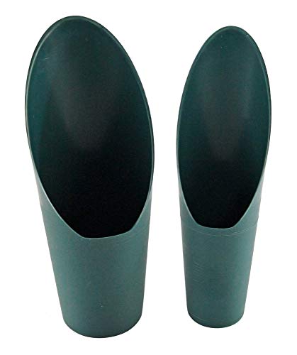 Home-X Set of 2 Soil Scoops - Mini Hand Scoops for Transplanting Weeding and Potting - Small Garden Scoop Potting Scoopers Bonsai Tool - Set of 2 Different Sizes 6 x 2 and 6 x 1 - Green