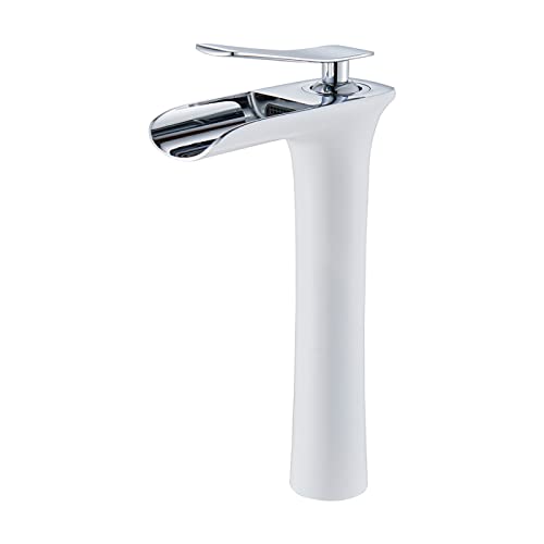 Mitigeur de lavabo cascade haut argent pour eau chaude et froide de salle de bain