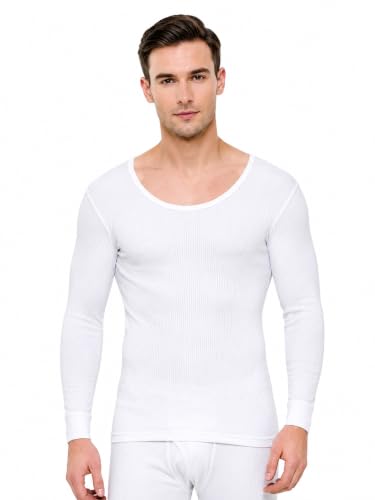 Image of BODYCARE Men's Round Neck Thermal Top | Full Sleeve Winter Innerwear | Soft Cotton Rib Fabric with Silicone Wash | Warm Thermal Vest for Men