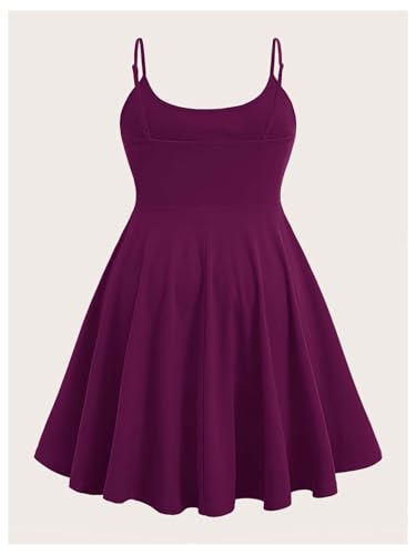 Image of WDIRARA Women's Plus Size Spaghetti Strap Sleeveless Flared Hem A Line Cami Dress