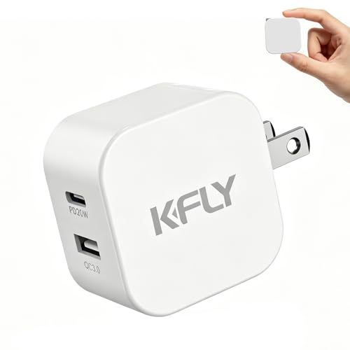 KFLY タイプC充電器 Type-C ACアダプター 20W USB PD3.0 急速充電器 iPhone17/16/15対応 2ポート Type-C 20W USB-A 18W 2台同時充電 100~240V 折りたたみ式プラグ GaN 窒化ガリウム PSE適合 コンパクト 携帯 コンセント ホワイト
