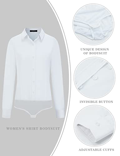 Tapata Womens Bodysuit Blouse Button Down One-Piece Long Sleeve Solid Office Work Shirt Casual Tops3