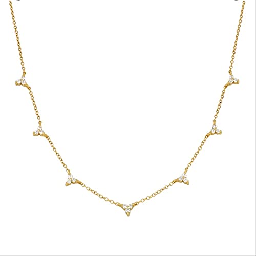 Collier 18K pour les femmes chaîne bijoux l'empilement diamants TQHGM