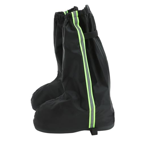 Cubrecalzado impermeable para lluvia de tela Oxford negro para mujer, cubrebotas altas con diseño reflectante miniatura 1