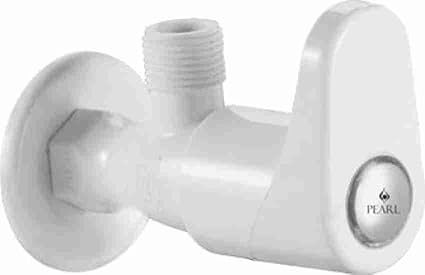 Angle Cock PTMT Tap | PTMT/Plastic Indigo Oval Collection | Angle Cock with Wall Flange Tap | (White & Blue) | (Pack of 1)
