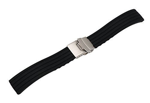 Preisvergleich Produktbild AUTULET 22mm Schwarz Herren Silikon Uhrenarmband