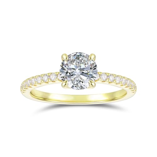14K Gold 1.0 CT 4-Prong Round Brilliant Cut Engagement Ring Moissanite Ring for Women2