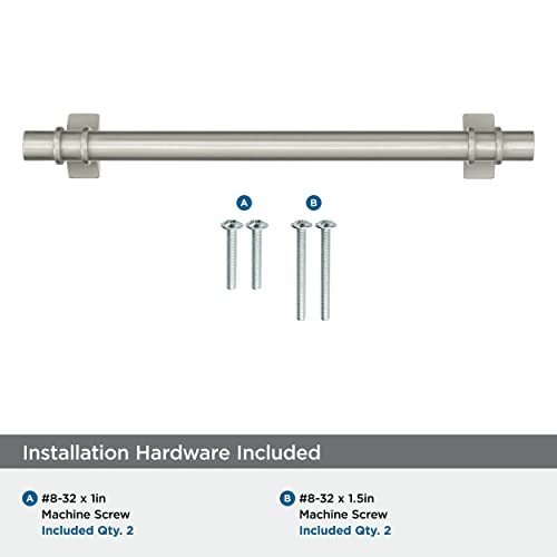 Image of Amerock | Cabinet Pull | Satin Nickel | 6-5 /16 inch (160 mm) Center to Center | Davenport | 1 Pack | Drawer Pull | Drawer Handle | Cabinet Hardware