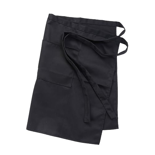Unomor 1pc Barbecue Apron Waitress Apron Black Polyester Cotton Short Kitchen Apron Stain Resistant Apron
