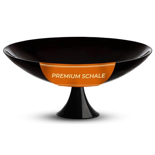 CRISTALICA Obstschale Schwarz - Dekoschale mit Fuß aus Glas - 21...