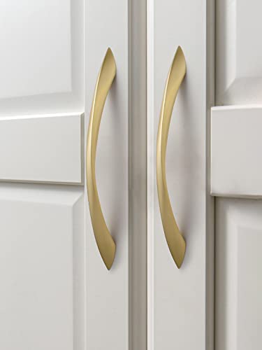 Image of Brushed Gold Cabinet Pulls 6.3 Inch Arch Twisted Brass Handles Drawer Kitchen Cupboard Bathroom Dresser Cabinet Hardware Zinc Alloy 2 Pack