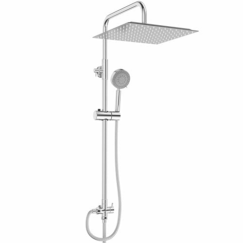 BIMVER Systèmes de Douche en Acier Inoxydable, Colonne de Douche avec Pommeau de Douche Carré 30CM et Douchette à main, Colonne de Douche économie d'eau...