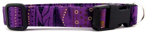 K9 Bytes Purple Stripe Batik Soft Adjustable Dog Collar with Quick Release Buckle X-Small