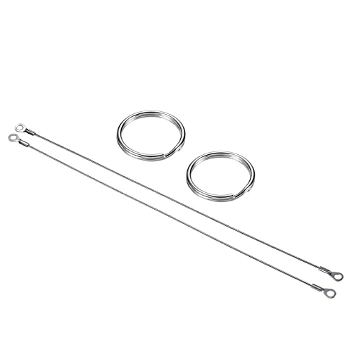 PATIKIL Stainless Steel Lanyard Cable 2mmx30cm, 6 Pack Eyelets Ended Security Wire Rope with 12 Pack Key Ring