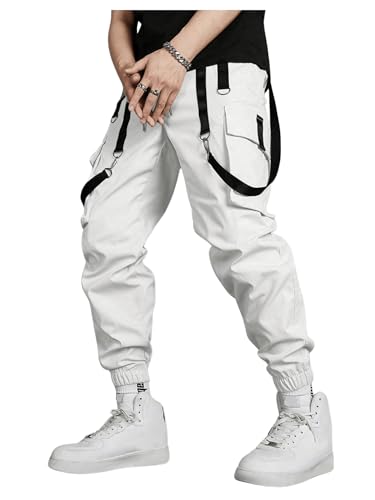 Floerns Men's Casual Flap Pockets Jogger Pants Hip Pop Slant Pockets Cargo Pants