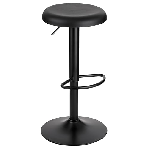 Baroni Home Taburete Giratorio Sin Respaldo, Altura Ajustable, en Asiento de PP y Acero, para Comedor, Cocina, Bar, Ligero y Fácil de Mover, 35x35x55-76 cm, Blanco, 1 Unidad