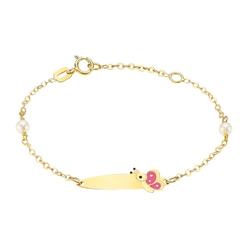 Time RoaD Esclava Oro Bebé de 9K FG00076/14 Mariposa - Pulsera Bebé Oro - Ideal para Regalo de Bautizo, Cumpleaños