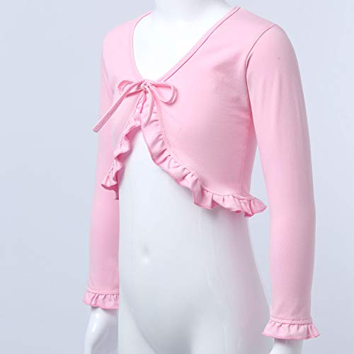 TiaoBug Girls Long Sleeve Twist Knot Ballet Dance Classic Warm-up Knit Wrap Top Sweaters Open Front Cardigan Bolero3