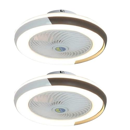 Ventilador de Techo con luz, Redondo, Regulable, con Mando a Distancia, silencioso, Inteligente, Invisible, para Dormitorio, Sala de Estar, Comedor, 40 W, 50 cm.