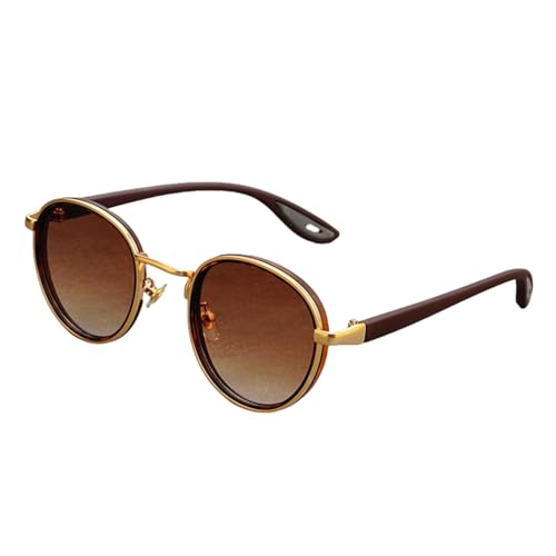Lunettes de soleil rondes en métal et TR pour homme et femme or double