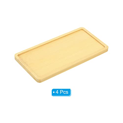 PATIKIL Plant Pot Saucer 7x3.5 Inch, 4 Pack Bamboo Rectangular Flower Drip Tray for Home Indoor, Yellow - Image 3