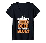 Photo Gallery donna voglio solo bere birra e ascoltare blues maglietta con collo a v Photo Gallery donna voglio solo bere birra e ascoltare blues maglietta con collo a v