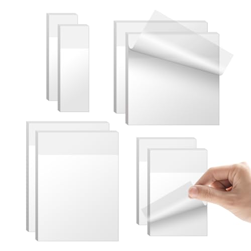 PEAPIN 400PCS Transparent Sticky Notes 4 Sizes Clear Adhesive Tabs