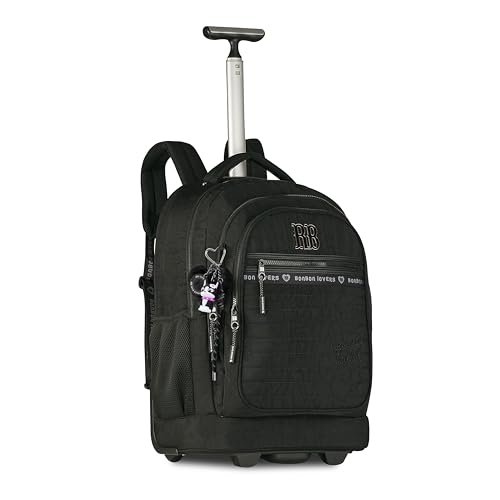 Mochila Rodinha Carrinho RB Feminina Menina Grande Escolar (Preto)