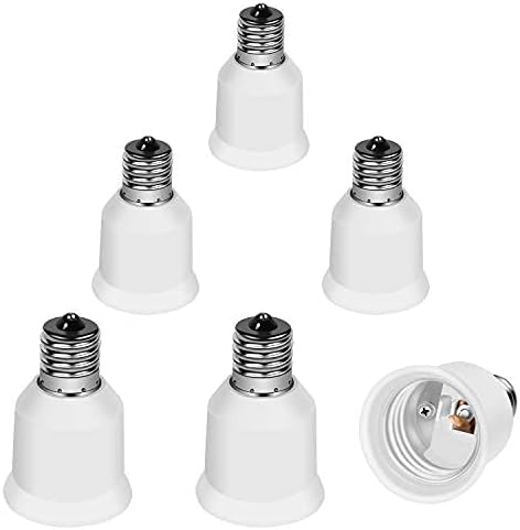 CliCli E17 to E26 Bulb Adapter (E26 Bulb in Smaller E17 Socket), Intermediate E17 to Standard Medium E26 Screw Base Socket Converter, Intermediate E17 Base Light Adapter of 6 Pack