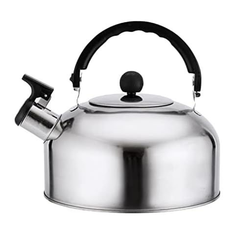 Renywosi Stove Top Whistling Tea Kettle - 2.5 L Whistle Kettle Wood Grain Anti-scalding Handle - Coffee Brewing Tea Kettle Stove-Top Kettle With Whistle G-as Induction Cooker Cover