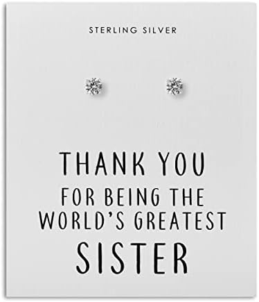 Sterling Silver World's Greatest Sister Crystal Earrings