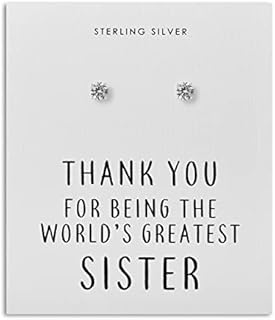 Sterling Silver World's Greatest Sister Crystal Earrings