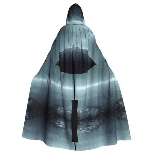 Cape à capuche pour adulte motif parapluie noir grande taille imperméable
