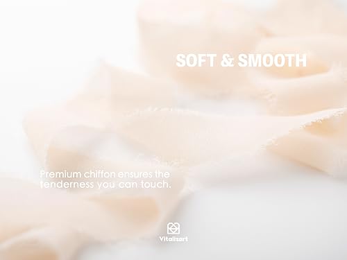Vitalizart Light Nude Chiffon Silk Ribbon 1" x 21 Yd Fringe Fabric Package (3 Rolls * 7 Yd) for Wedding Invitations Bridal Bouquets Decorations Gifts Wrapping & Bow Making